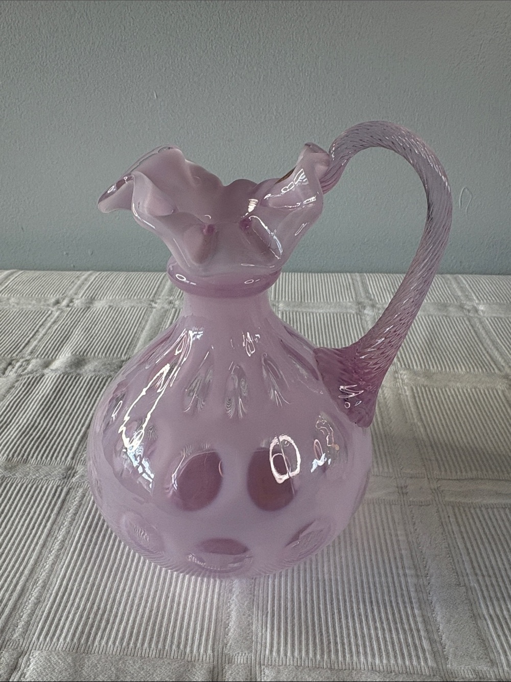 Fenton Lavender Coindot Opalescent Ruffled Top Pitcher Rare